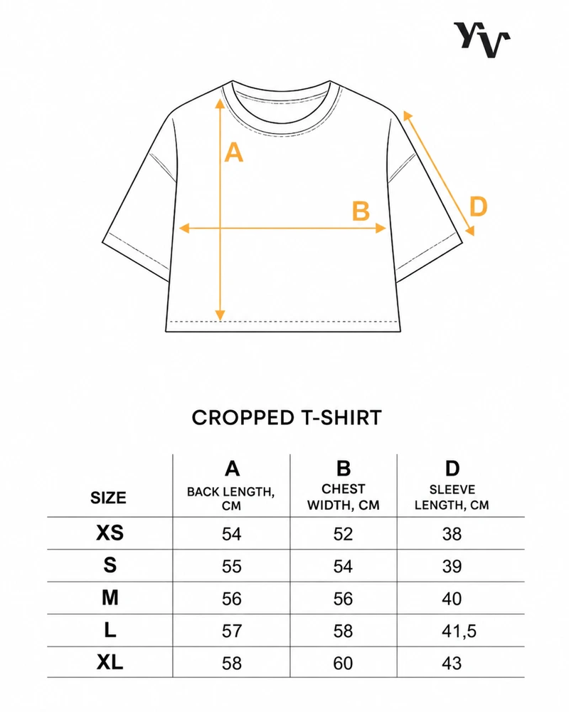 Cropped Tshirt size guide
